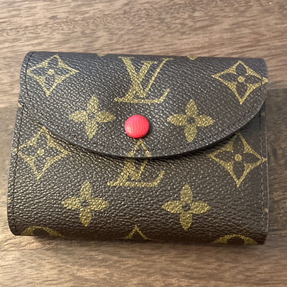 Louis Vuitton Brown Monogram Wallet with Red Button